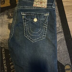 True Religion Dark Blue Denim with Contrast Stitching